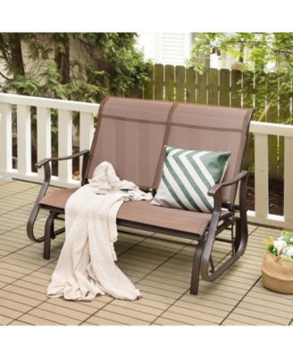 2-Person Patio Glider Bench with High Back and Curved Armrests