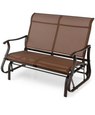 2-Person Patio Glider Bench with High Back and Curved Armrests
