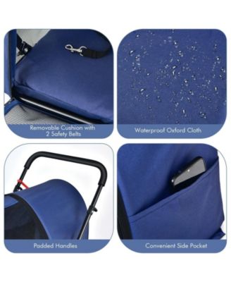 4-in-1 Double Pet Stroller with Dog/Cat Carriers and Travel Carriage