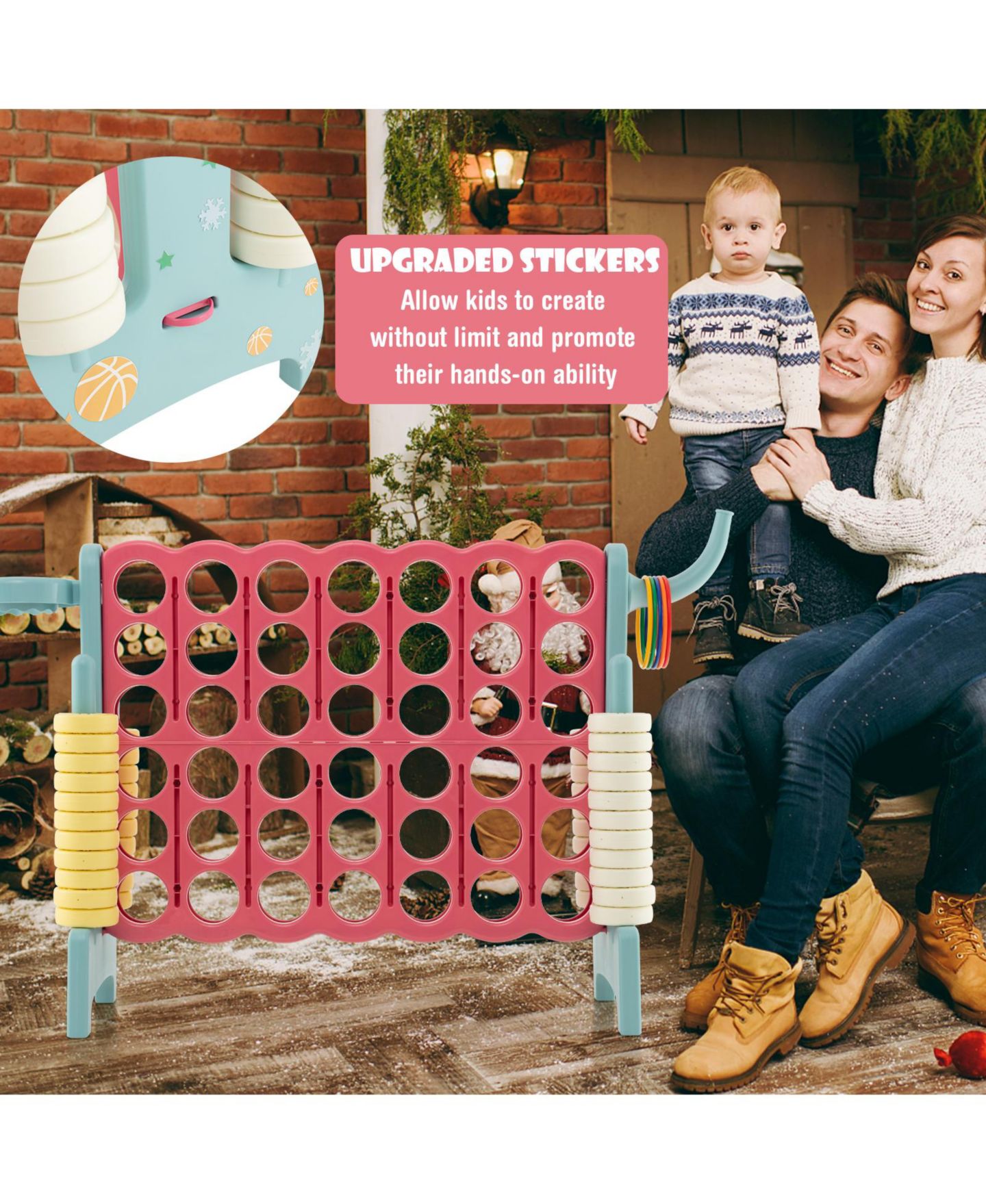 Детские игрушки SUGIFT 4-in-a-Row Connect Game with Basketball Hoop and Toss Ring, 47"L x 13"W x 31"H, Ages 3+ — фото 6
