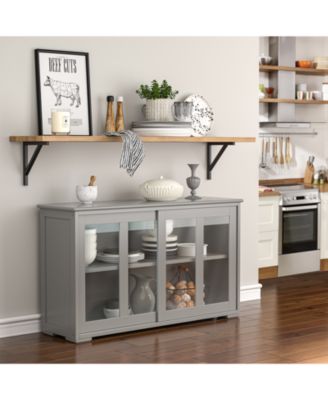 Antique Stackable with Height Adjustable Shelf Kitchen Storage Sideboard Cabinet