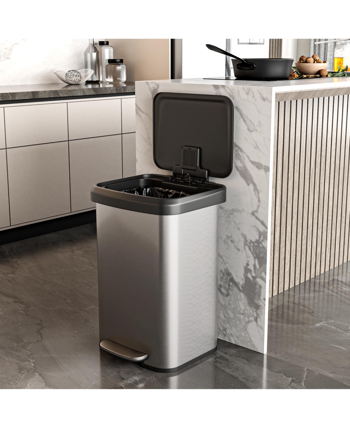 Sugift 13.2 Gallon Step Trash Can with Soft Close Lid and Deodorizer Compartment