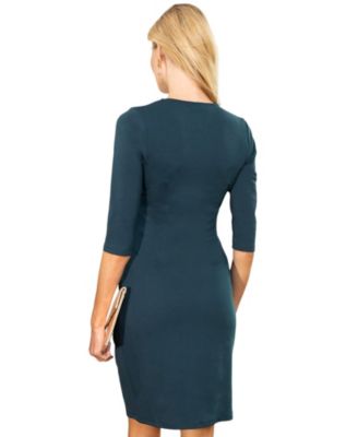 Women's Pleat Waist Dress with 3/4 Sleeves