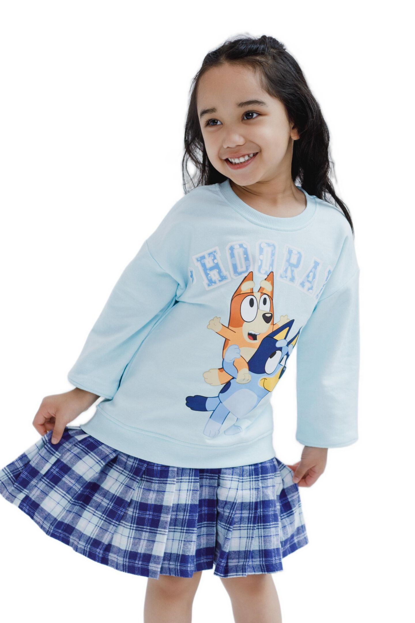 Комплекты Bluey Fleece Sweatshirt and Pleated Skirt для девочек-малышей, цвет: Светлый синий — фото 2