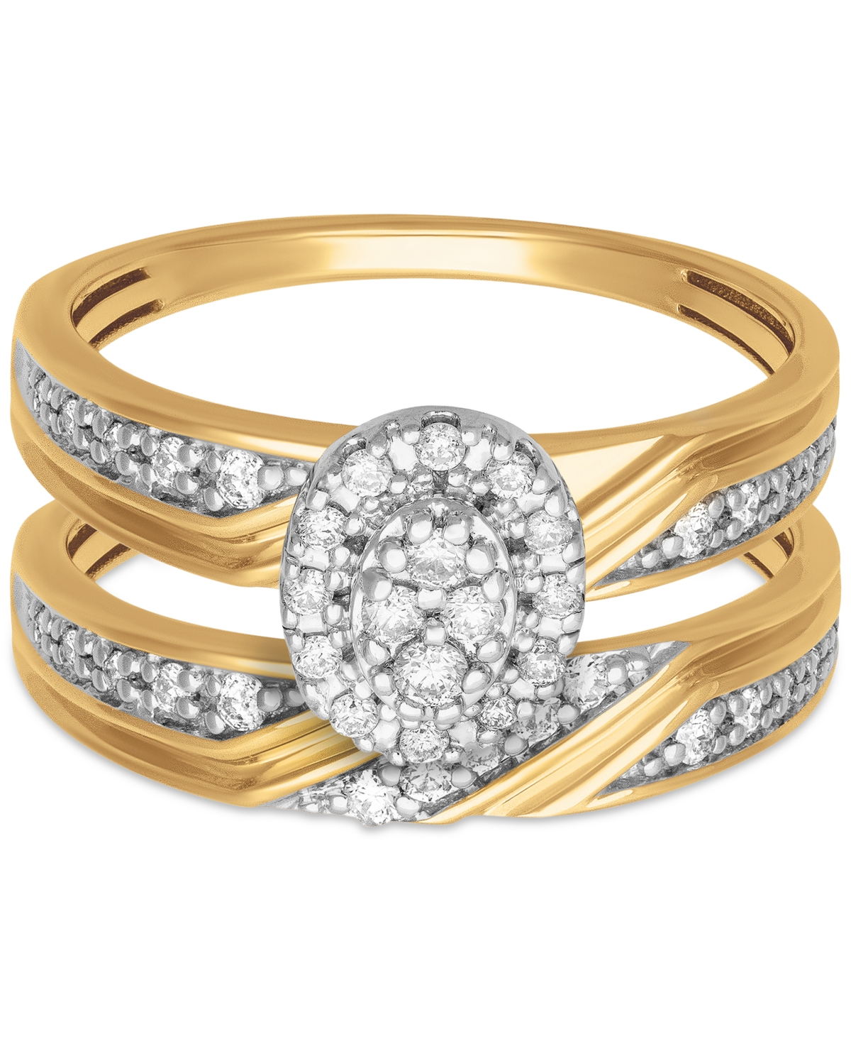 Diamond Oval Halo Cluster Bridal Set (1/3 ct. t.w.) in 14k Gold