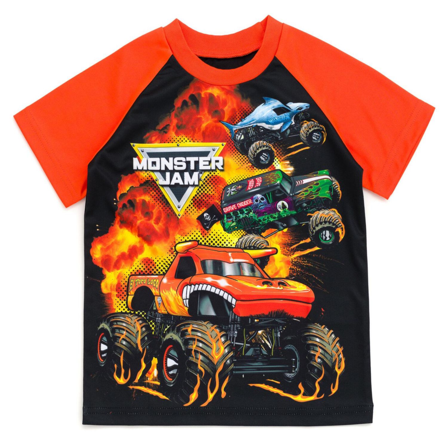 Boys (6 to 16)Grave Digger El Toro Loco Megalodon T-Shirt Tank Top and French Terry Shorts 3 Piece Set Toddler to Big Kid