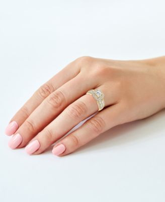 Diamond Princess Halo Triple Row Engagement Ring (1-1/2 ct. t.w.) in 14k Gold