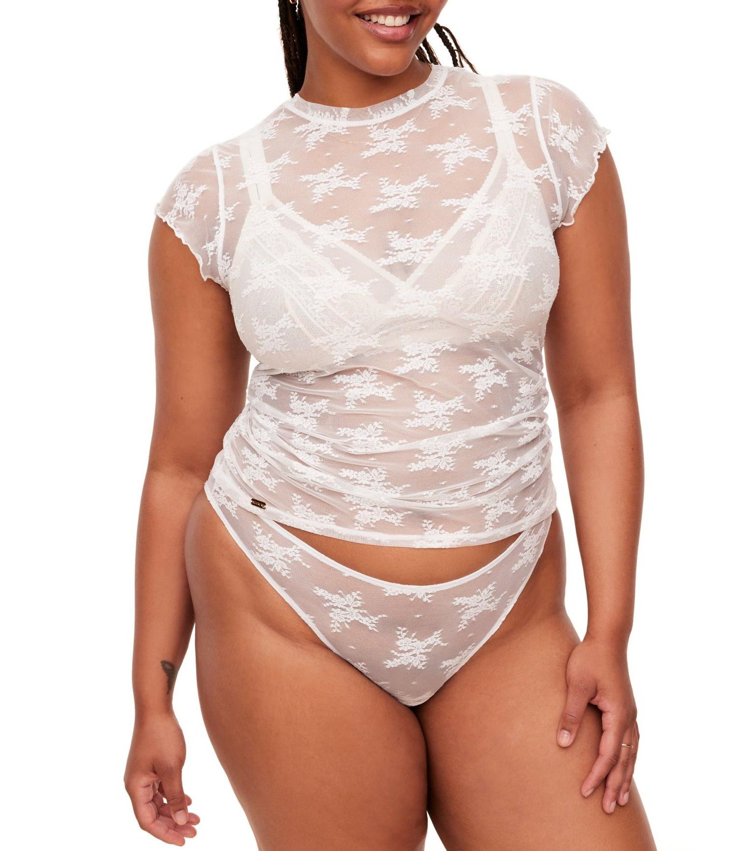 Plus Size Shirra T-Shirt & Panty Set