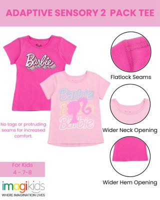 Little Girls 2 Pack Adaptive T-Shirts Sensory Friendly (4 - 7-8)