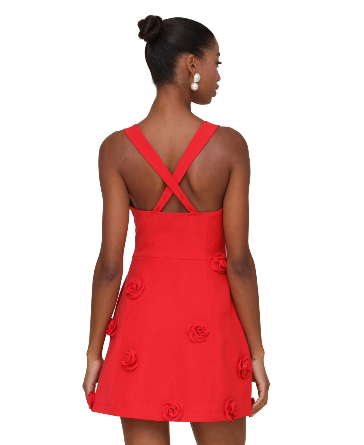Avec Les Filles Women's Rosette Fit & Flare Mini Dress
