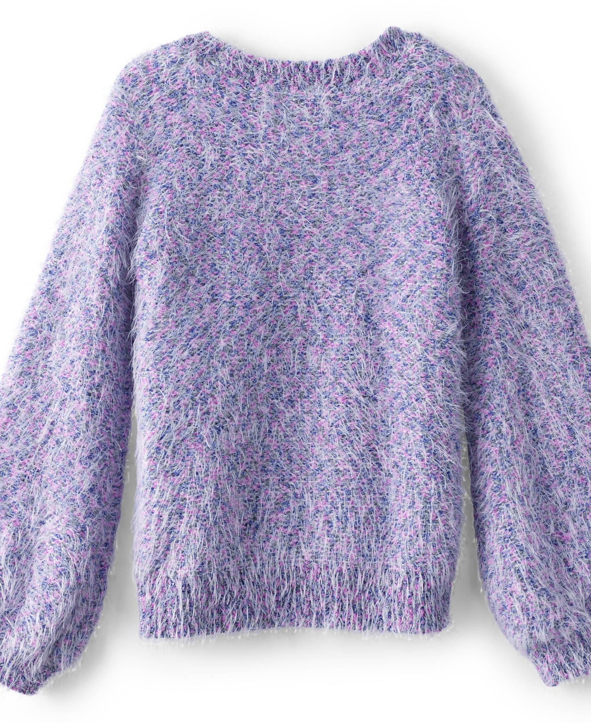 Lands' End Big Girls Plus Chenille Blouson Sleeve Sweater -blue multi
