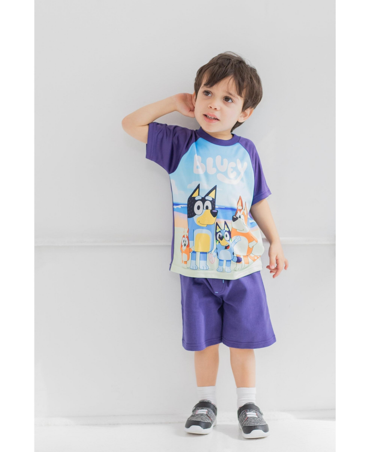 Bluey Toddler Boys T-Shirt Tank Top and French Terry Shorts 3 Piece Outfit Set