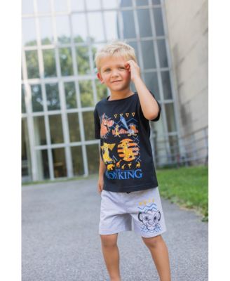 Boys Lion King Toy Story Mickey Mouse Cars T-Shirt Tank Top and French Terry Shorts 3 Piece Outfit Set to