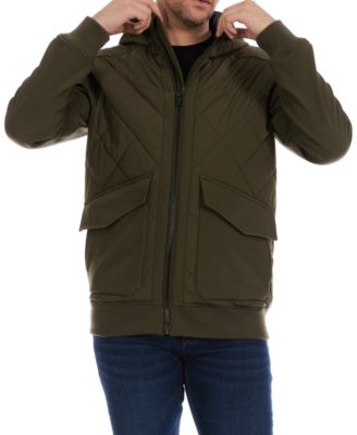 Men's Diamond Quilted Hooded Softshell Bomber Jacket