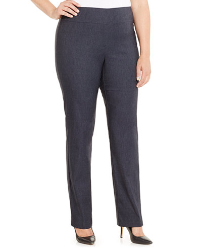 Charter Club Plus Size Chambray Pull-On Bootcut Pants, Only at Macy's ...