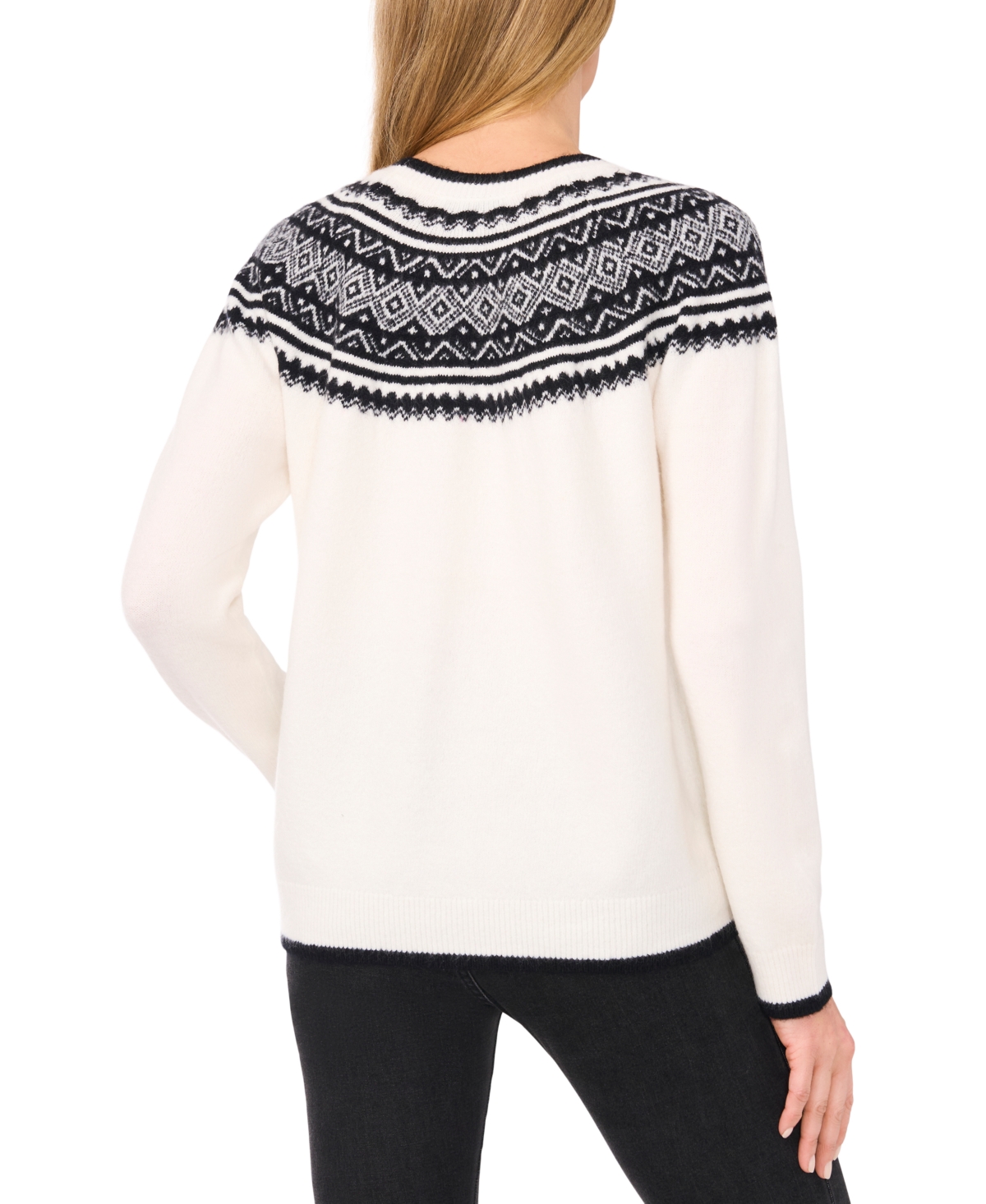 CeCe Women's Fair Isle Crewneck Sweater