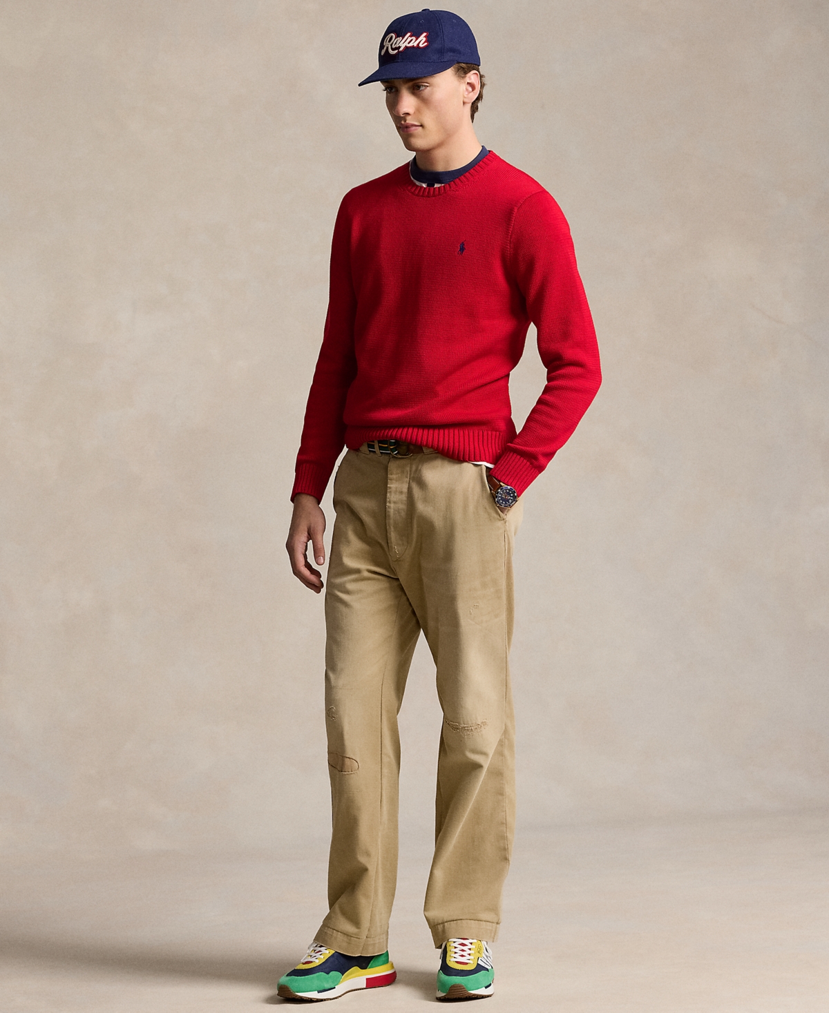 Polo Ralph Lauren Mens Crewneck Logo-embroidered Wool And Alpaca-blend Jumper Rl 2000 Red Xl In Red