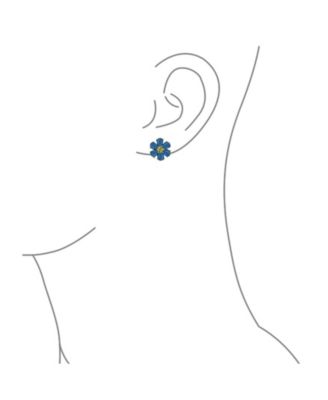 Garden Natural Aqua Jade Flower CZ Center Clip On Earrings Gold Plated Sterling Silver for Non-Pierced Ears