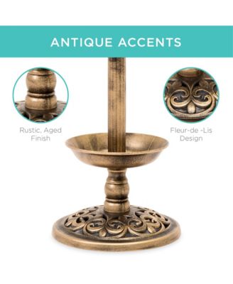 Solar Lighted Pedestal Bird Bath w/ Planter, Integrated Panel