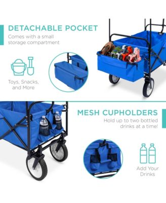 Folding Utility Wagon Cart with Removable Canopy and Cup Holders