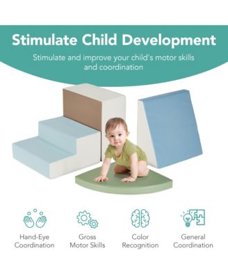 4-Piece Kids Climb and Crawl Soft Foam Block Playset Structures for Child Development