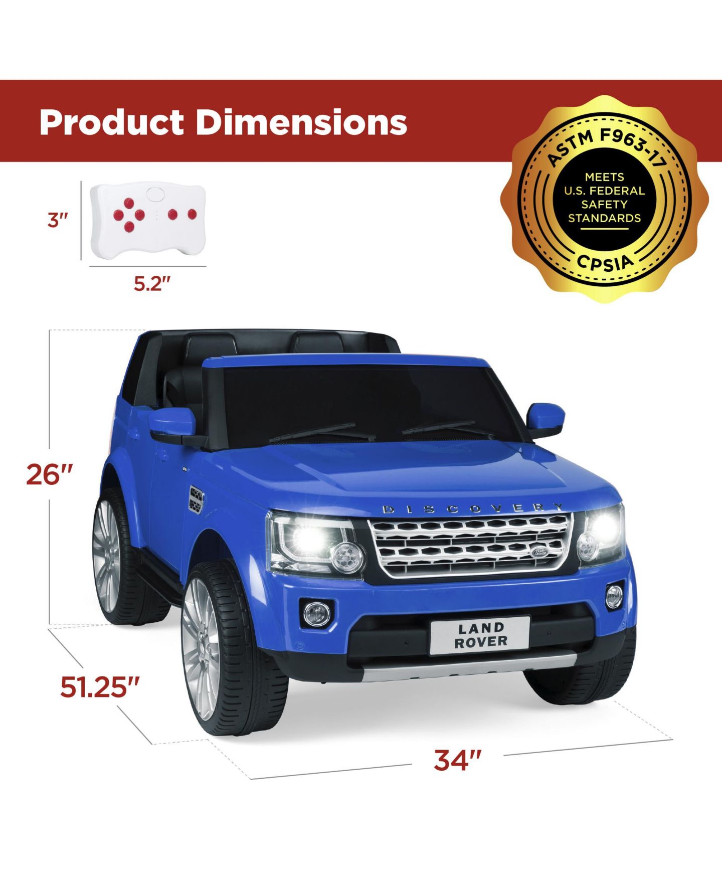 Детская игрушка Best Choice Products Licensed Land Rover 12V 2-Seater Remote Control Ride-On Car, Ages 3+, цвет: Синий — фото 7