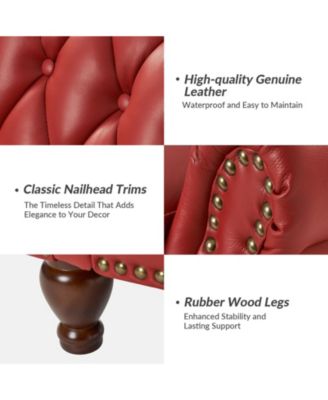 Justine Wooden Upholstery Genuine Leather Recliner with Tufted Back