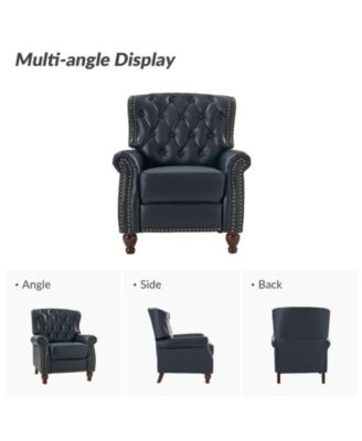 Justine Wooden Upholstery Genuine Leather Recliner with Tufted Back