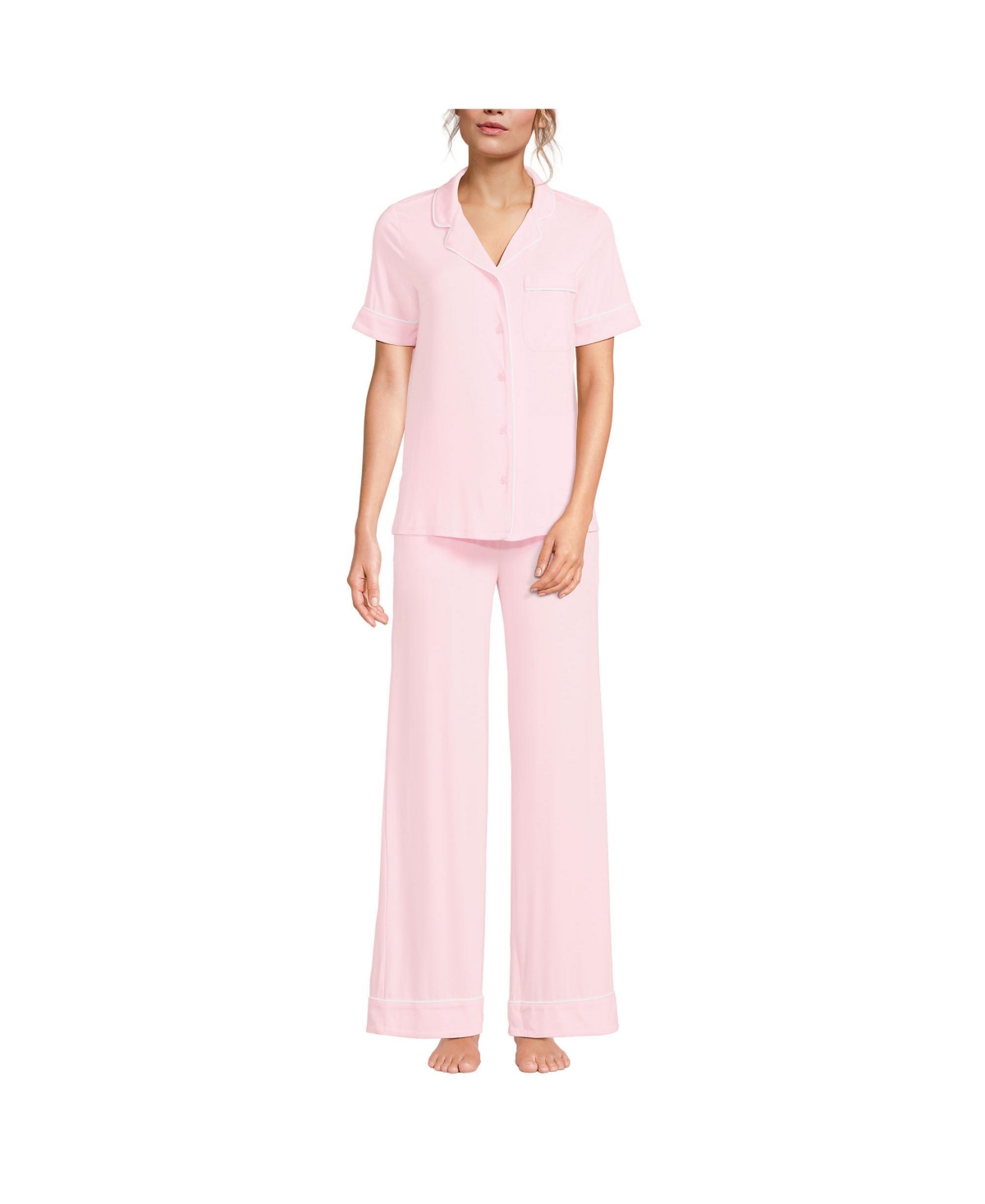 Lands' End Women's Cooling 3 Piece Pajama Set - Robe Top and Pants