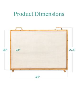 38x27in Single Panel Fireplace Screen Handcrafted Steel Mesh Spark Guard w/ Handles