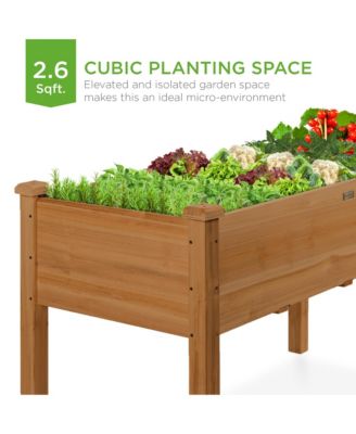 34x18x30in Raised Garden Bed, Elevated Wood Planter Box for Kids, Patio w/ Bed Liner