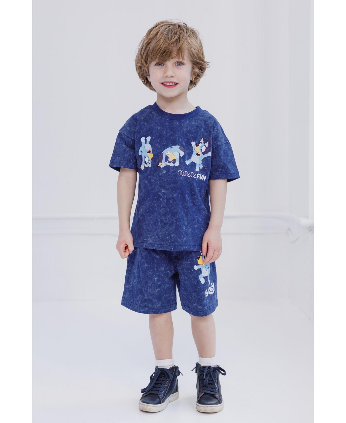 Bluey Toddler Boys Bingo Vintage Drop Shoulder T-Shirt and Shorts Outfit Set to