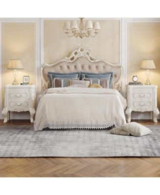 Nightstand, End Table with 2 Drawers, Carved Bedside Tables, Side Table for Bedroom, Living Room, Classic Bedroom Furniture, Night Stand