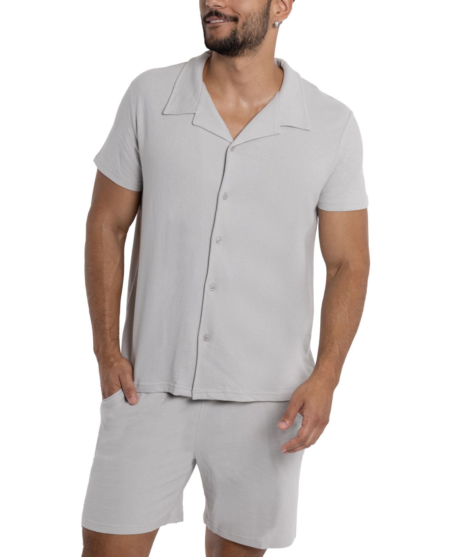 Men's SPRING + MERCER Camp Collar Casual Short Sleeve Button-Up Shirt