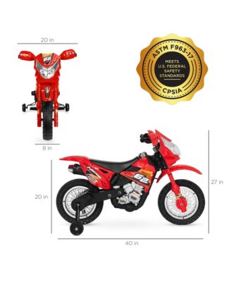 6V Kids Electric Battery Powered Ride On Motorcycle w/ Training Wheels, Lights, Music