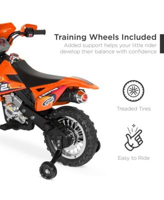 6V Kids Electric Battery Powered Ride On Motorcycle w/ Training Wheels, Lights, Music