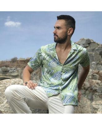 Men's Grass Green & Navy Blue Ripple Shirt