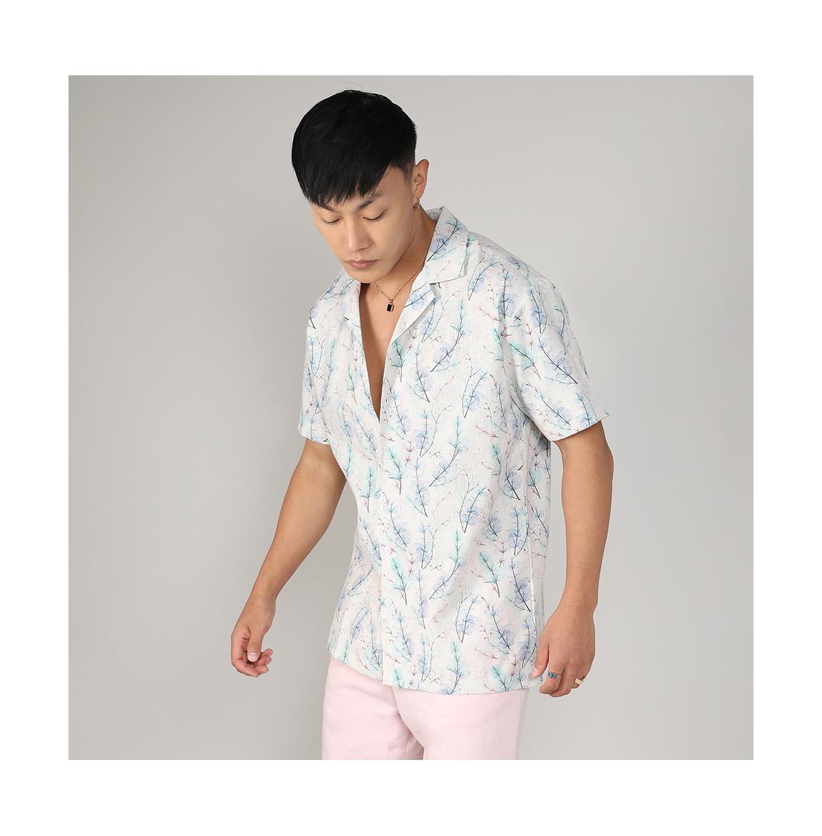 Men's Ivory White & Icy Blue Flora Tint Shirt