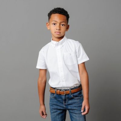 Boys Short Sleeve Stretch Poplin Button Down Shirt