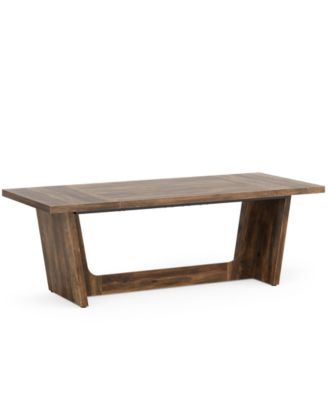 70.87-Inch Executive Computer Desk: Large Home Office Desk with Solid Wooden Pedestal, Industrial Wood Study Writing Table, Brown