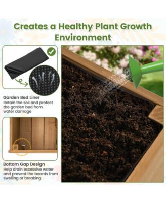 Wooden Rolling Raised Garden Bed with Trellis and Storage Shelf