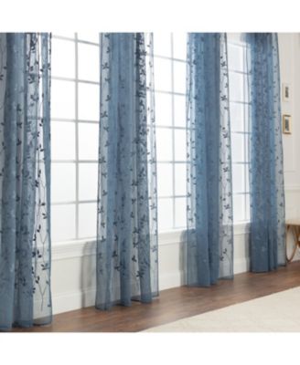 Premium Embroidered Vine Curtains - Sheer Curtains for Living Room, Bedroom, Kitchen - 52" x 96" - White, 2 Panels