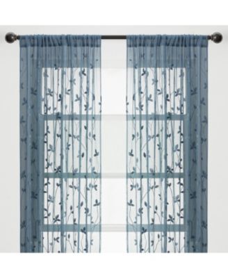 Premium Embroidered Vine Curtains - Sheer Curtains for Living Room, Bedroom, Kitchen - 52" x 96" - White, 2 Panels