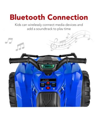 12V Kids Ride-On ATV Quad w/ Bluetooth, 2.4mph Max, Treaded Tires, LED Lights, Radio