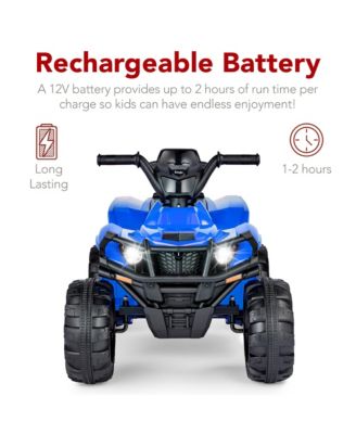 12V Kids Ride-On ATV Quad w/ Bluetooth, 2.4mph Max, Treaded Tires, LED Lights, Radio