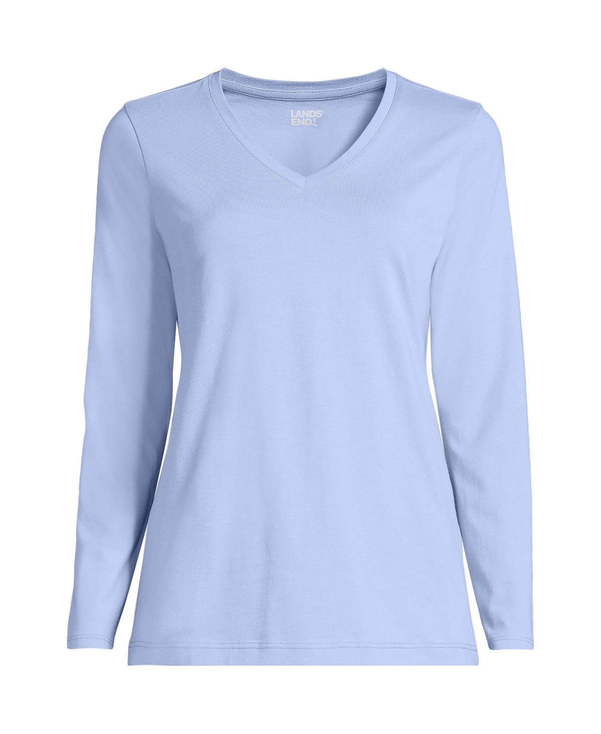 Lands' End Plus Size Relaxed Supima Cotton Long Sleeve V-Neck T-Shirt