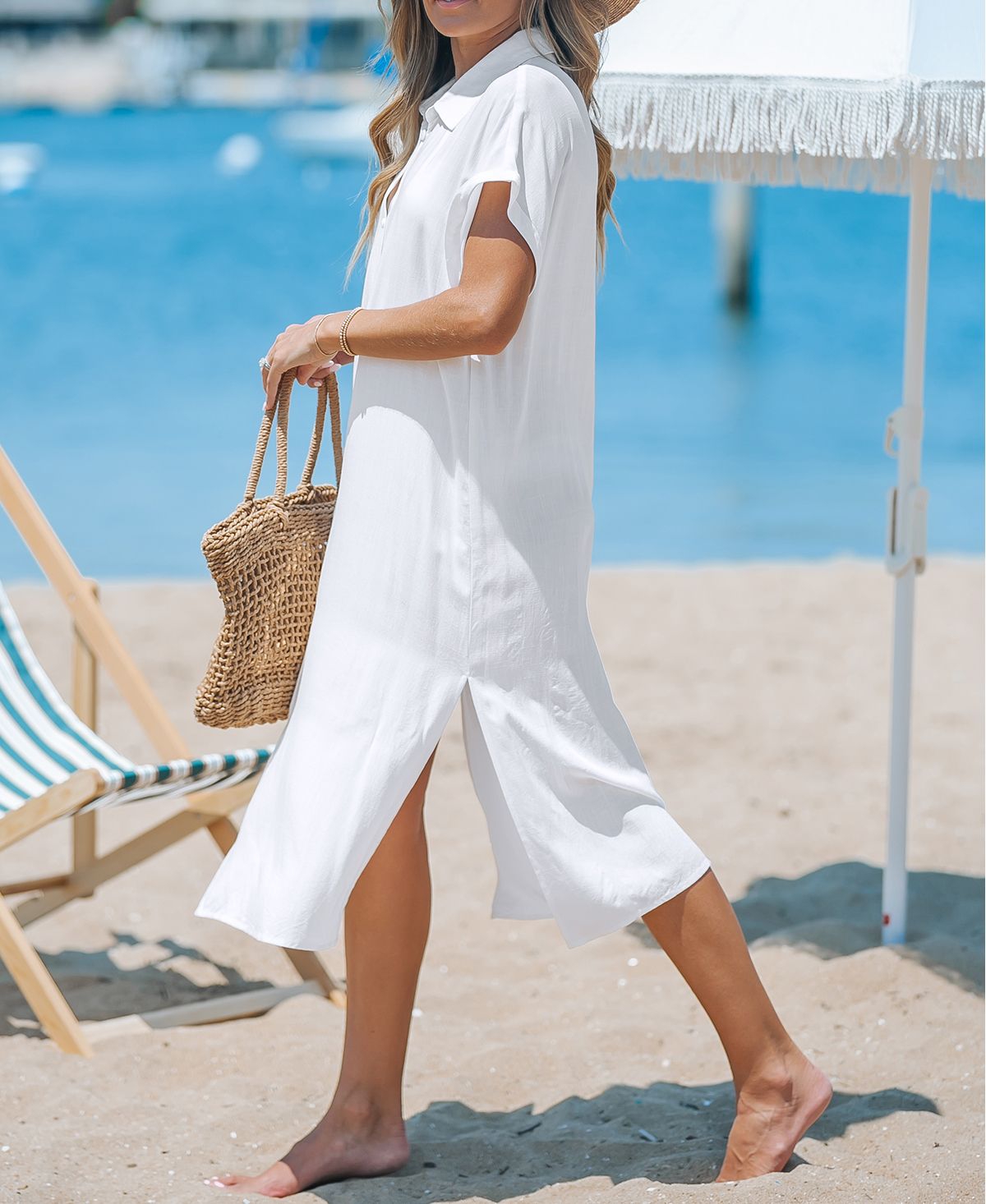 Cupshe Women's Selina Buttoned Cover-Up Shirt Dress