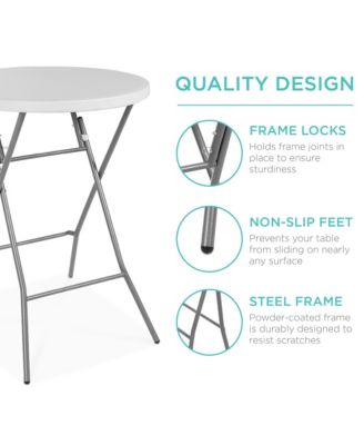 32in Bar Height Folding Table, Indoor Outdoor Accessory w/ Thick Table Top, 330lb Capacity