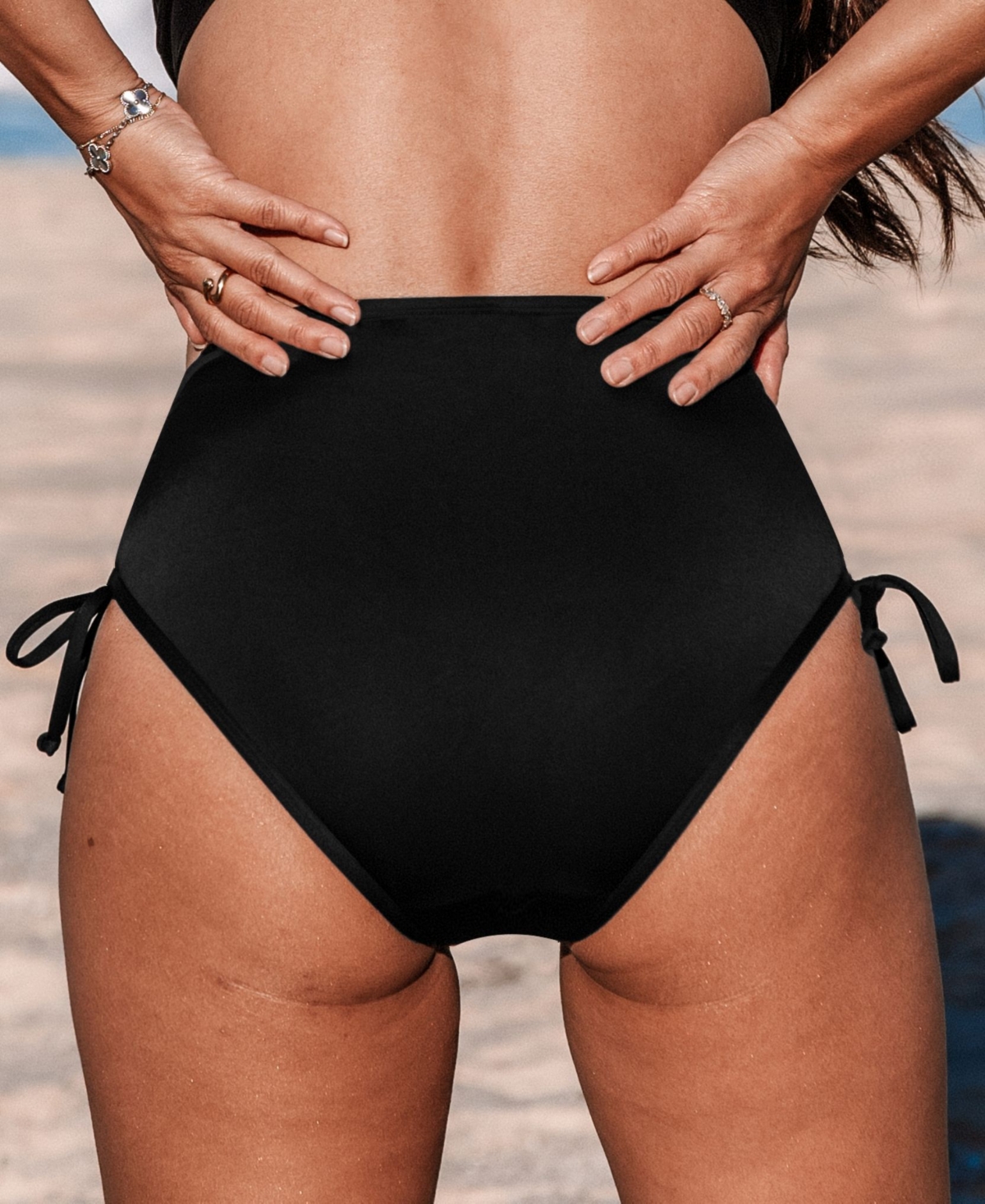 Cupshe Women's PeriodStandard Drawstring Bikini Bottoms - Black