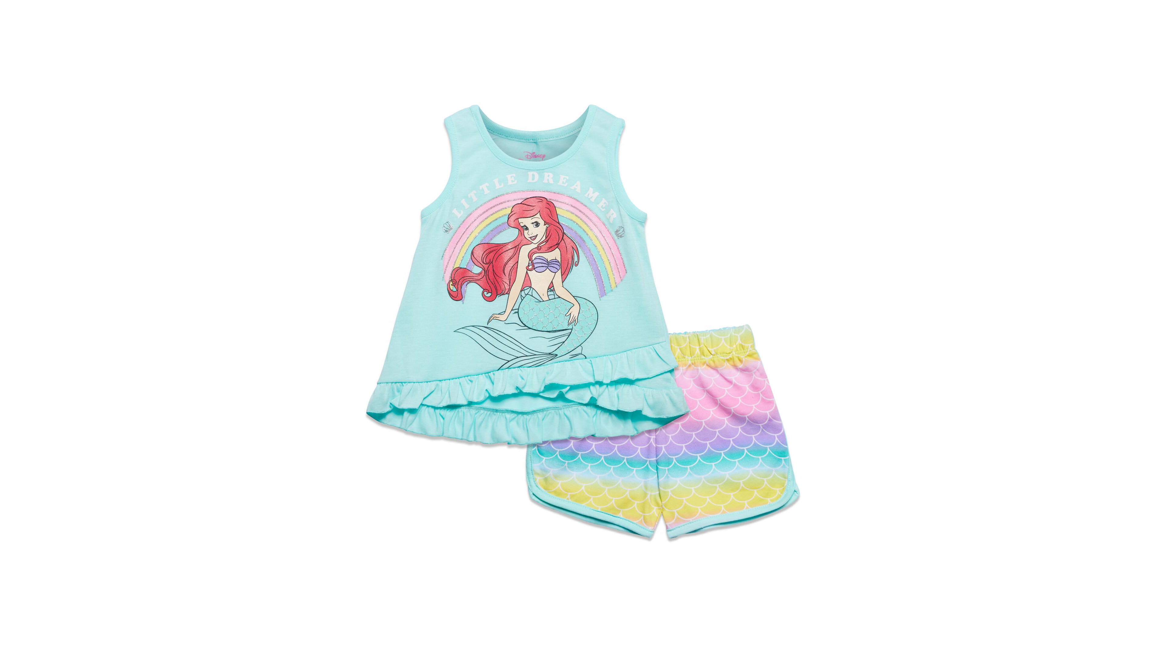 Disney Toddler Girls Princess Moana Belle Minnie Mouse Nightmare Before Christmas Tank Top and French Terry Shorts to